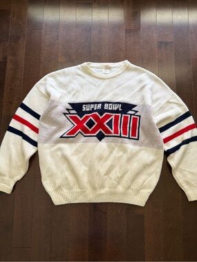Vintage Super Bowl XXIII 1989 Crewneck Knit RARE Pullover Football Sweater L/XL
